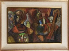 CARLO LORO QUADRO DIPINTO AD OLIO INTERNO DI OSTERIA