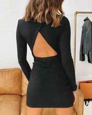 Vestito abito nero maglia - vestito,