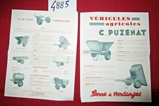 N°4885 / prospectus véhicule agricole C.PUZENAT  benne à vendanges   juin 1950
