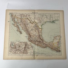 Stampa antica Mappa México originale 1908 Stieler Hand-Atlas carta geografica