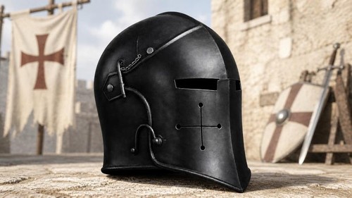 Elmetto barbuta acciaio - acciaio, nero