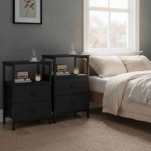 Uhets002bk set comodini neri - set, 2
