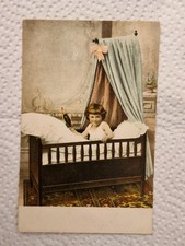 Cartolina Foto Bimba a letto con bambola ZA1310 ^