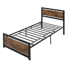HOMCOM Struttura Letto Singolo Legno Acciaio e Doghe Stile Industriale 90x200cm