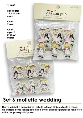 Mollette segnaposto sposi pz - mollette,