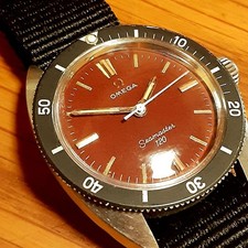 Raro orologio Omega Seamaster 120 535.007 carica manuale quadrante bordeaux vintage
