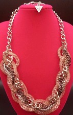 Collana grossa Guess con maglia intrecciata maglia catena cristallo (vintage)