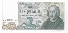 Banconota ITALIA REPUBBLICA 5000 LIRE "COLOMBO" 2° tipo, 3 caravelle , decret...