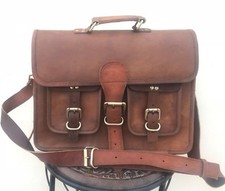 Uomo Marrone pelle Vintage Borsa Tracolla Laptop Computer Valigetta