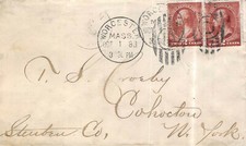 210 2c Washington with two singles tied by First Day October 1, 1883  [352898]
