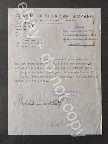Antico documento 1962 villa - da,