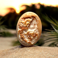 STUPENDO CAMMEO CONCHIGLIA FATTO A MANO POSEIDON