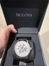 Orologio Bulova Uomo Automatico Cinturino Pelle Nero Cronografo _96A266