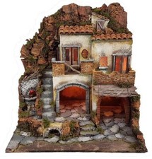 Presepe artigianale Casolare stile 700 con forno 50x40x52 cm