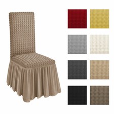 Coprisedie Coppia 2 Cuscini Vesti Sedia con Volant Tessuto Bolle Vari Colori 