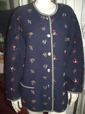 CAPPOTTO GIACCA TRACHTEN LODEN GEIGER PURA LANA COTTA  BLU 50/52 DISEGNI