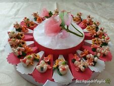 TORTA BOMBONIERA  BIMBA BATTESIMO , COMUNIONE CON PUPE PRIMAVERA DA 20 FETTE