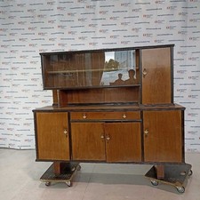Mobile Credenza Art Déco con Vetrina Impiallacciata Noca Nazionale Anni 30