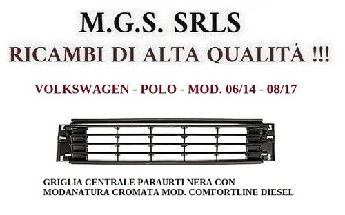 Griglia centrale paraurti nera - griglia,