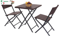 Set Tavolo Tavolino Pieghevole 62 x 62 cm + 2 Sedie Pieghevoli Arredo Esterno Gi