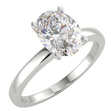 Anello di Fidanzamento Diamante Solitario 1,01 Ct Taglio Ovale VS2/E Oro Bianco 14K