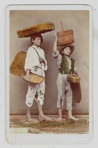 Cdv foto due ragazzi street - foto,