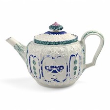 Raro Teiera In Ceramica Blu E