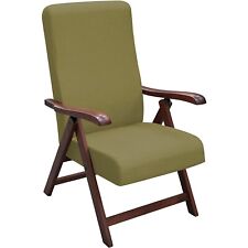 POLTRONA SALOTTO TESSUTO RELAX IN LEGNO FAGGIO SEDIA IMBOTTITA RECLINABILE VERDE