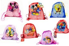 Lot 6 Kid Sling Bag Drawstring Princess Minnie Mickey Cars Spiderman Dora Sponge