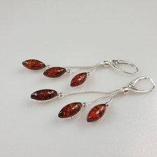 Orecchini lunghi ambra pietra