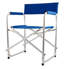 Sedia da Regista Pieghevole in Alluminio e Tessuto Oxford Blu