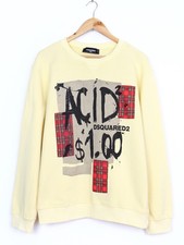 Felpa uomo gialla stampa Dsquared Acid $1, taglia XXL