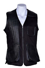 Gilet uomo Skeet Shooting NERO 3 tasche western biker tessuto e pelle nuovo