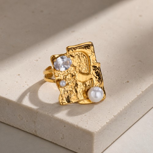 Anello art decò oro perla - oro,