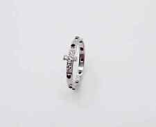 ANELLO ROSARIO CON ZIRCONI BIANCHI E NERO IN ARGENTO 925 RODIATO IN ORO BIANCO 