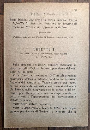 Venaria reale 1888 regio - 1888,
