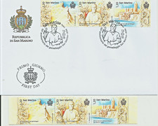 XX65.San Marino-Arbe.50° anniversario gemellaggio.Busta FDC+ 1 set MNH.Nuovo