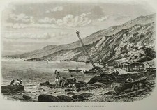 Stampa antica Pesca Tonno Tonnara Preluca Prelucka Preluk Opatija Croazia