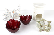 Lotto 5x Natale Vintage in ceramica e vetro stella vasetti Addobbi Babbonatale