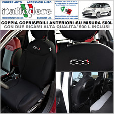COPPIA COPRISEDILI Fiat 500L SuMISURA Fodera Fodere Foderine SOLO ANTERIORI Nero