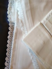 Lenzuolo Matrimoniale Antico Bordo Pizzo Eseguito A Mano