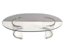 Tavolino Gallotti & Radice, cristallo, modello ovale