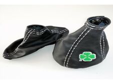 Cuffia Cambio e Freno compatibili Alfa Romeo Mito pelle nera con quadrifoglio