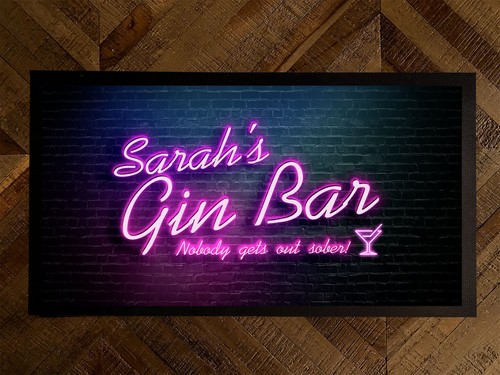 Personalised bar mat - neon, gin