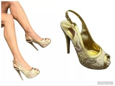 MISSONI ITALIA ARAZZO DONNA PLATEAU PUNTA APERTA ORO PELLE TACCO 38,5