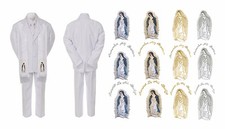 Tuta bianca bambino bambino battesimo comunione + stola Vergine Maria S-20