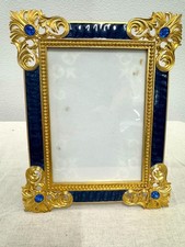 Cornice portafoto Michael Hero 5x7 intarsiata oro blu perle bellissima cornice rara