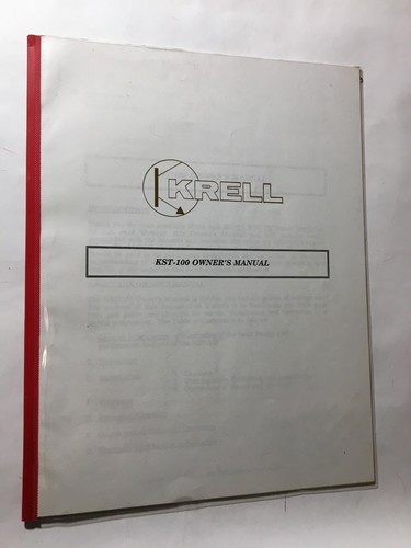 Krell kst 100 owner - 100, owner's
