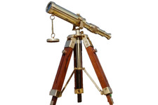 Telescopio spyglass in ottone con design nautico Marine Scope con treppiede i...