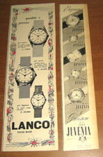 PUBBLICITA OROLOGI LANCO E JUVENIA ANNI 50 Vintage advertising werbung